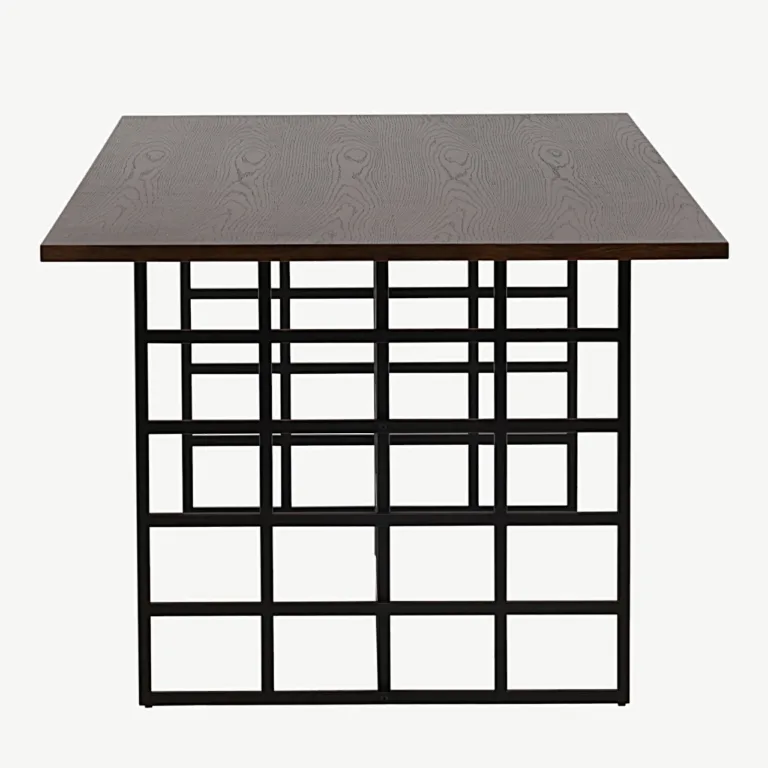 Ystad söögilaud moka tammevineeriga ja musta metallraamiga, 220 × 100 cm - 15017-880