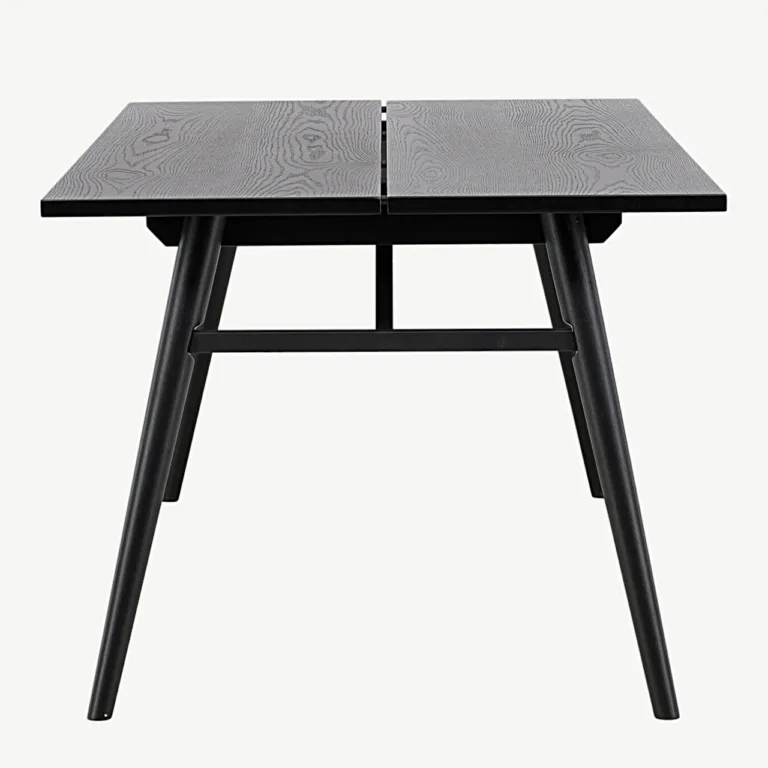 Sleek ristkülikukujuline must söögilaud harjatud viimistlusega, 195 × 95 cm - 15019-608