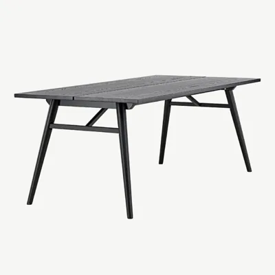 Sleek ristkülikukujuline must söögilaud harjatud viimistlusega, 195 × 95 cm - 15019-608