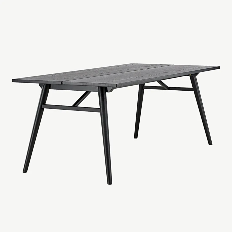 Sleek ristkülikukujuline must söögilaud harjatud viimistlusega, 195 × 95 cm, 15019-608