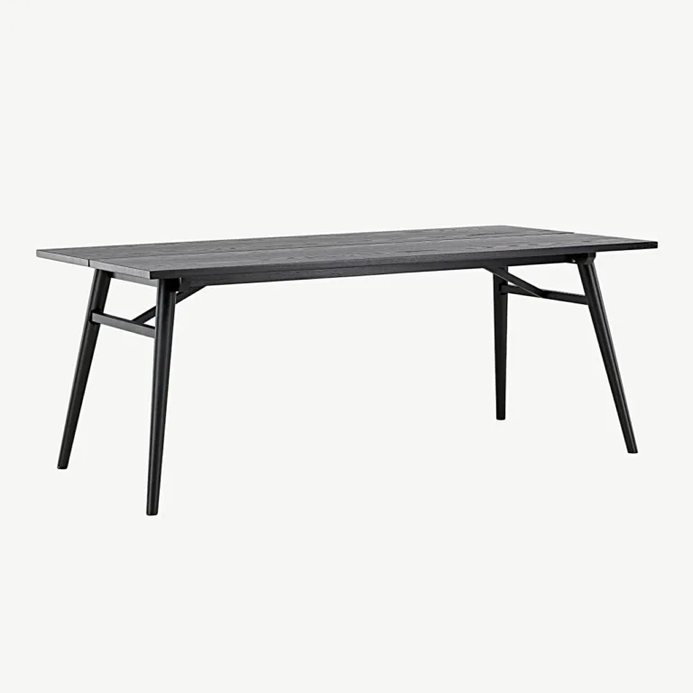 Sleek ristkülikukujuline must söögilaud harjatud viimistlusega, 195 × 95 cm - 15019-608