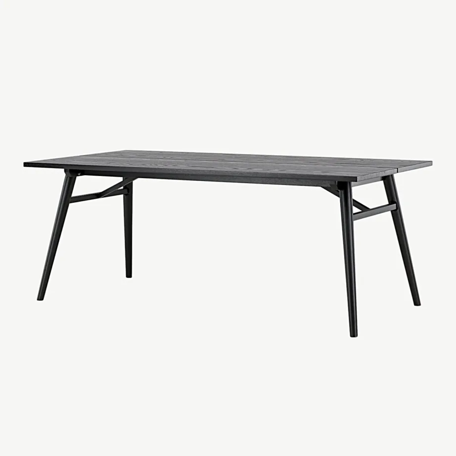 Sleek ristkülikukujuline must söögilaud harjatud viimistlusega, 195 × 95 cm, 15019-608 – 5