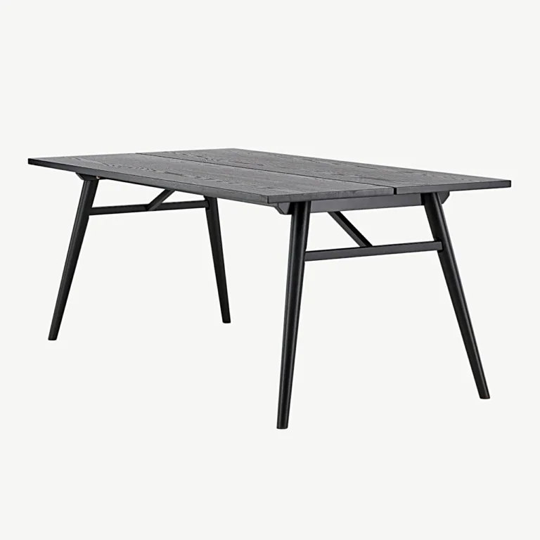 Sleek ristkülikukujuline must söögilaud harjatud viimistlusega, 195 × 95 cm - 15019-608