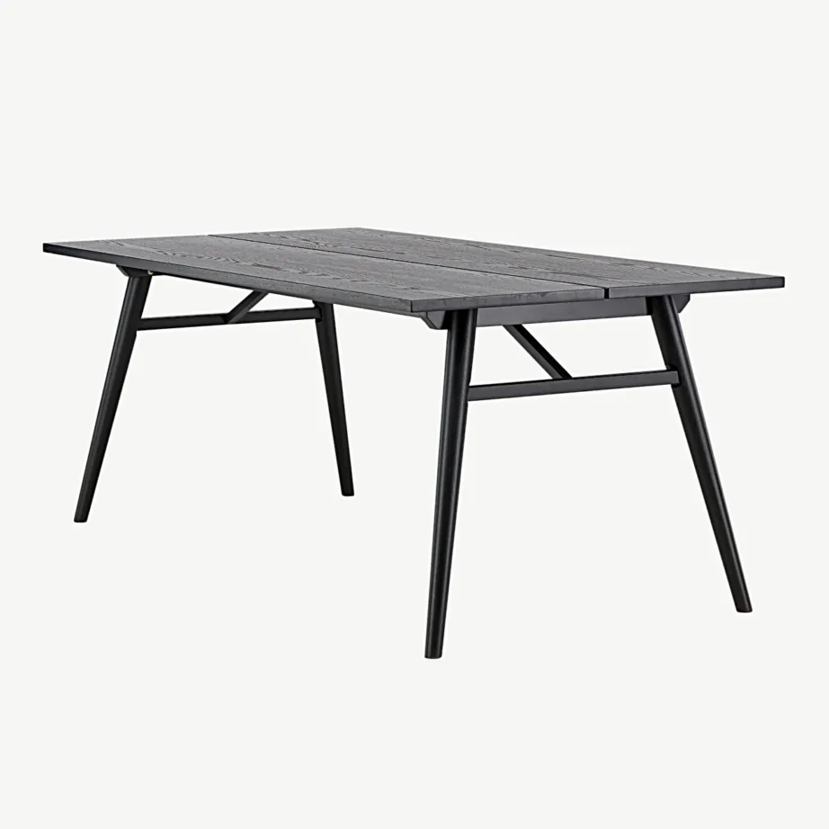 Sleek ristkülikukujuline must söögilaud harjatud viimistlusega, 195 × 95 cm, 15019-608 – 6