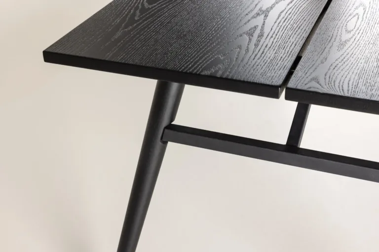 Sleek ristkülikukujuline must söögilaud harjatud viimistlusega, 195 × 95 cm - 15019-608