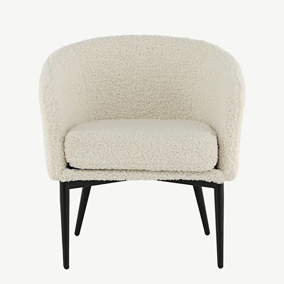 Valge bukleekangaga tugitool Fluffy, mustade metalljalgadega, 15020-440 – 4