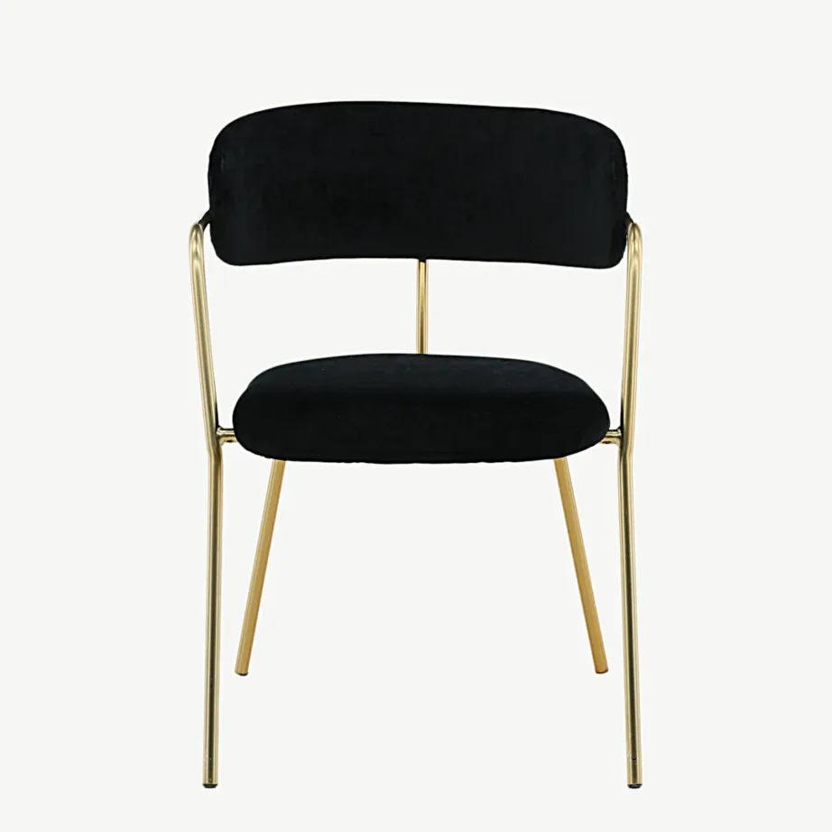 Mustast velvetist Arrow söögitool messingutoonis terasraamil, 15021-694 – 4