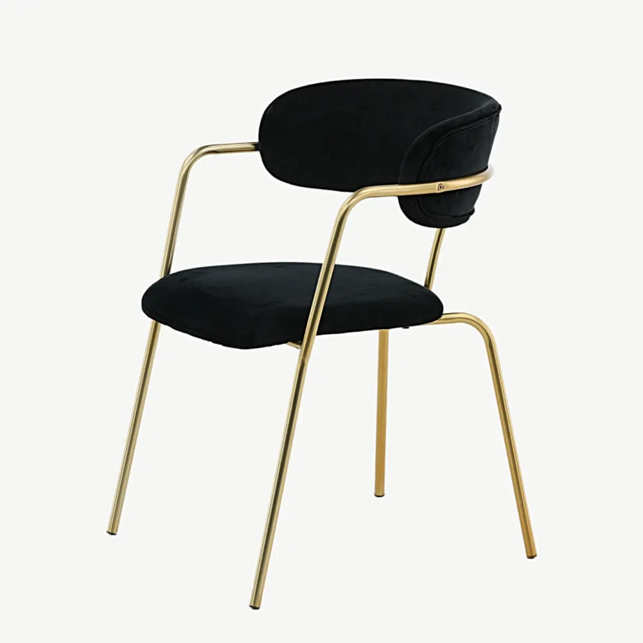 Mustast velvetist Arrow söögitool messingutoonis terasraamil, 15021-694 – 6