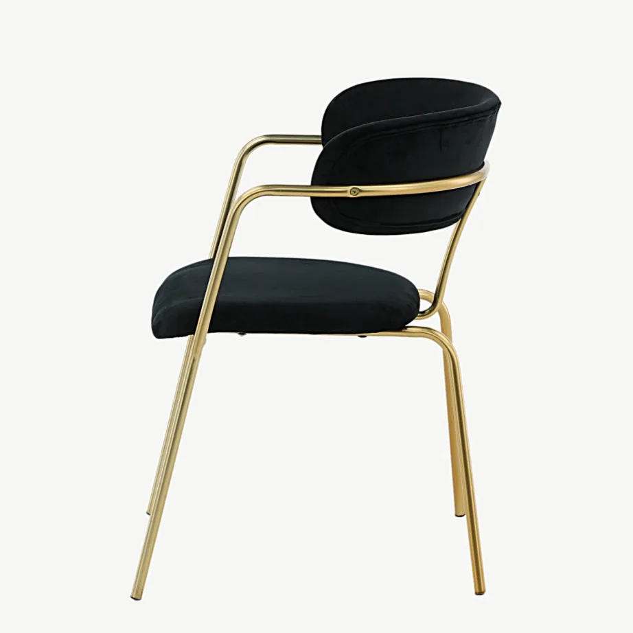 Mustast velvetist Arrow söögitool messingutoonis terasraamil, 15021-694 – 7