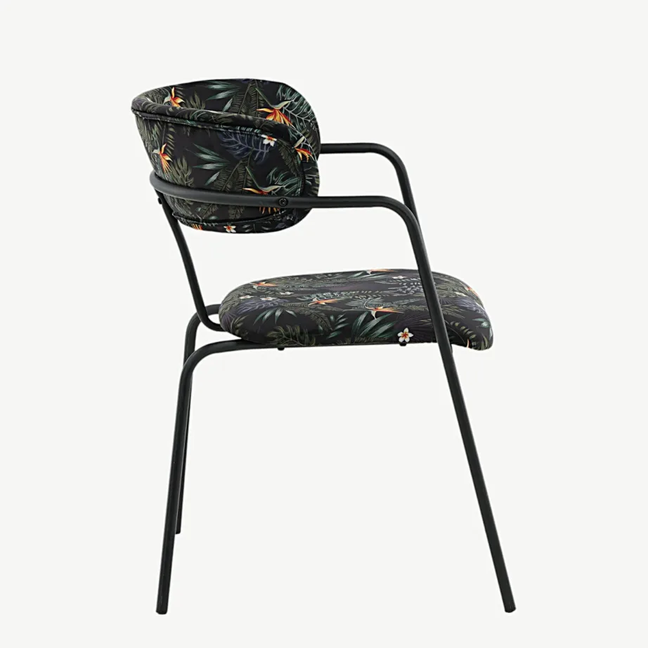 Lillemustrilise sametkattega musta metallraamiga söögitool Arrow, 15021-894 – 2