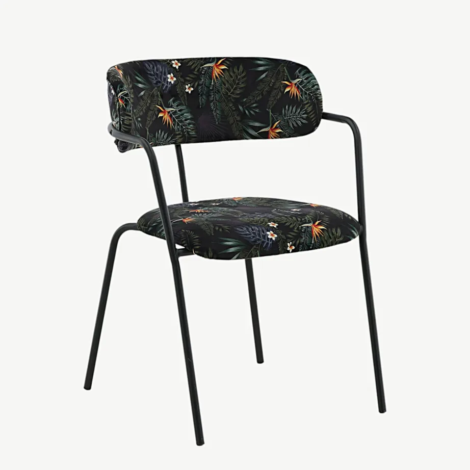 Lillemustrilise sametkattega musta metallraamiga söögitool Arrow, 15021-894 – 3