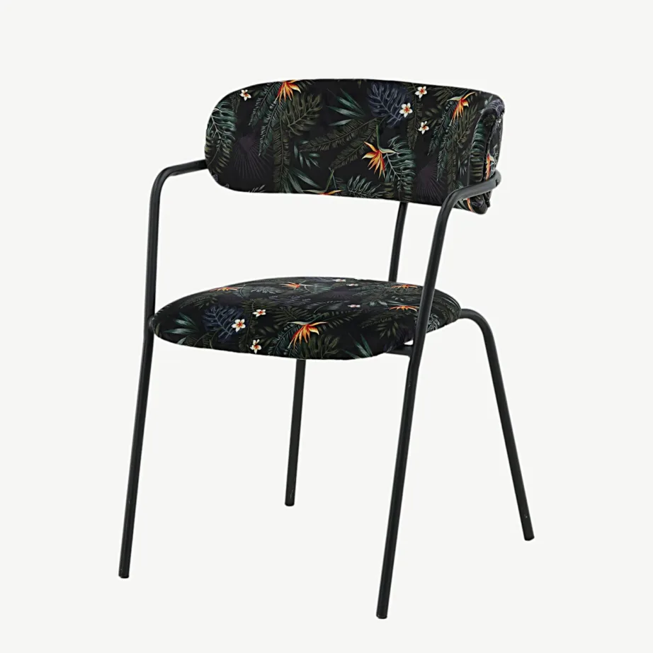 Lillemustrilise sametkattega musta metallraamiga söögitool Arrow, 15021-894 – 5