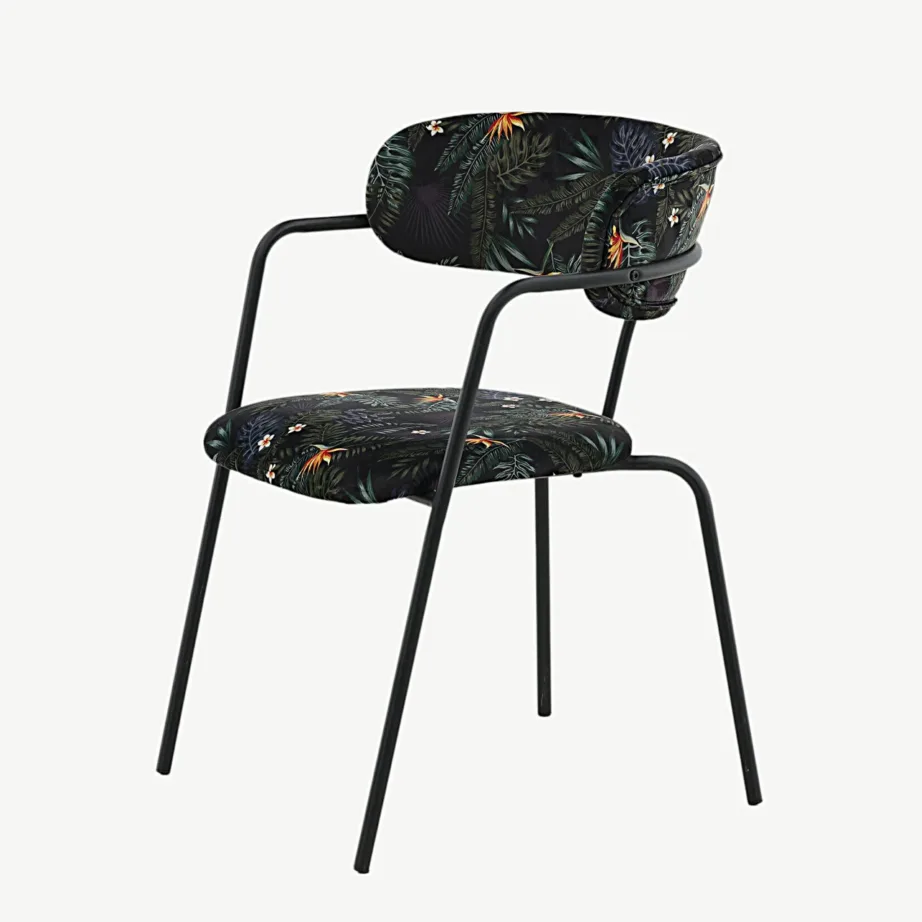 Lillemustrilise sametkattega musta metallraamiga söögitool Arrow, 15021-894 – 6