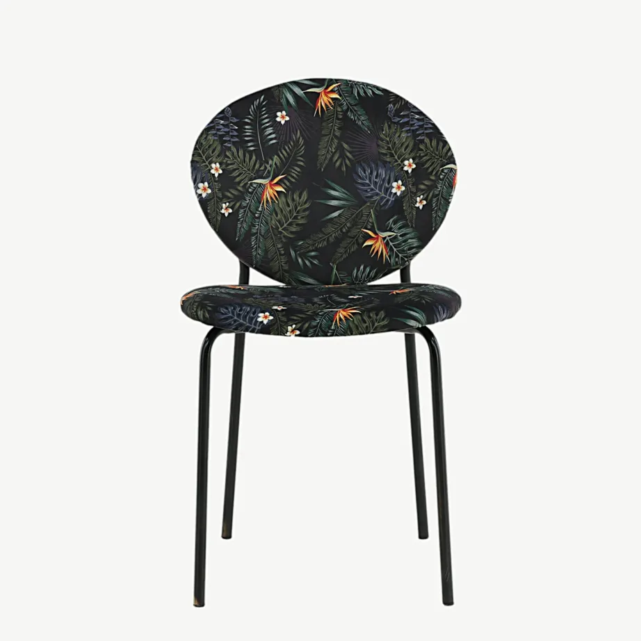 Polsterdatud söögitool Vault mustade terasjalgade ja musta lillemustriga, 15022-694 – 4