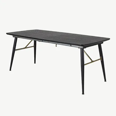 Must laiendatav söögilaud Gold kollektsioonist (MDF, must viimistlus, messingudetailid) - 15023-188