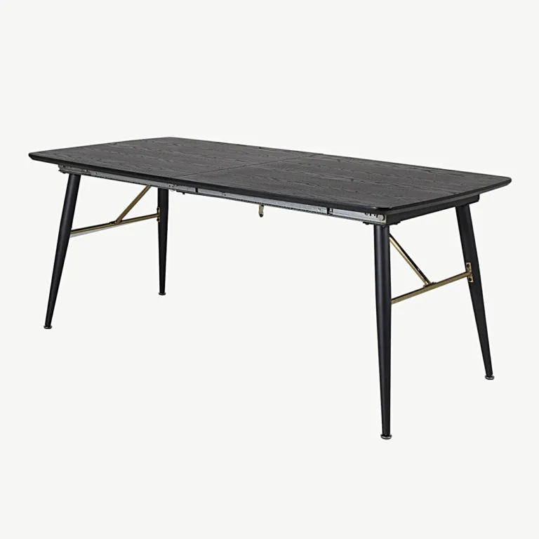 Must laiendatav söögilaud Gold kollektsioonist (MDF, must viimistlus, messingudetailid) - 15023-188