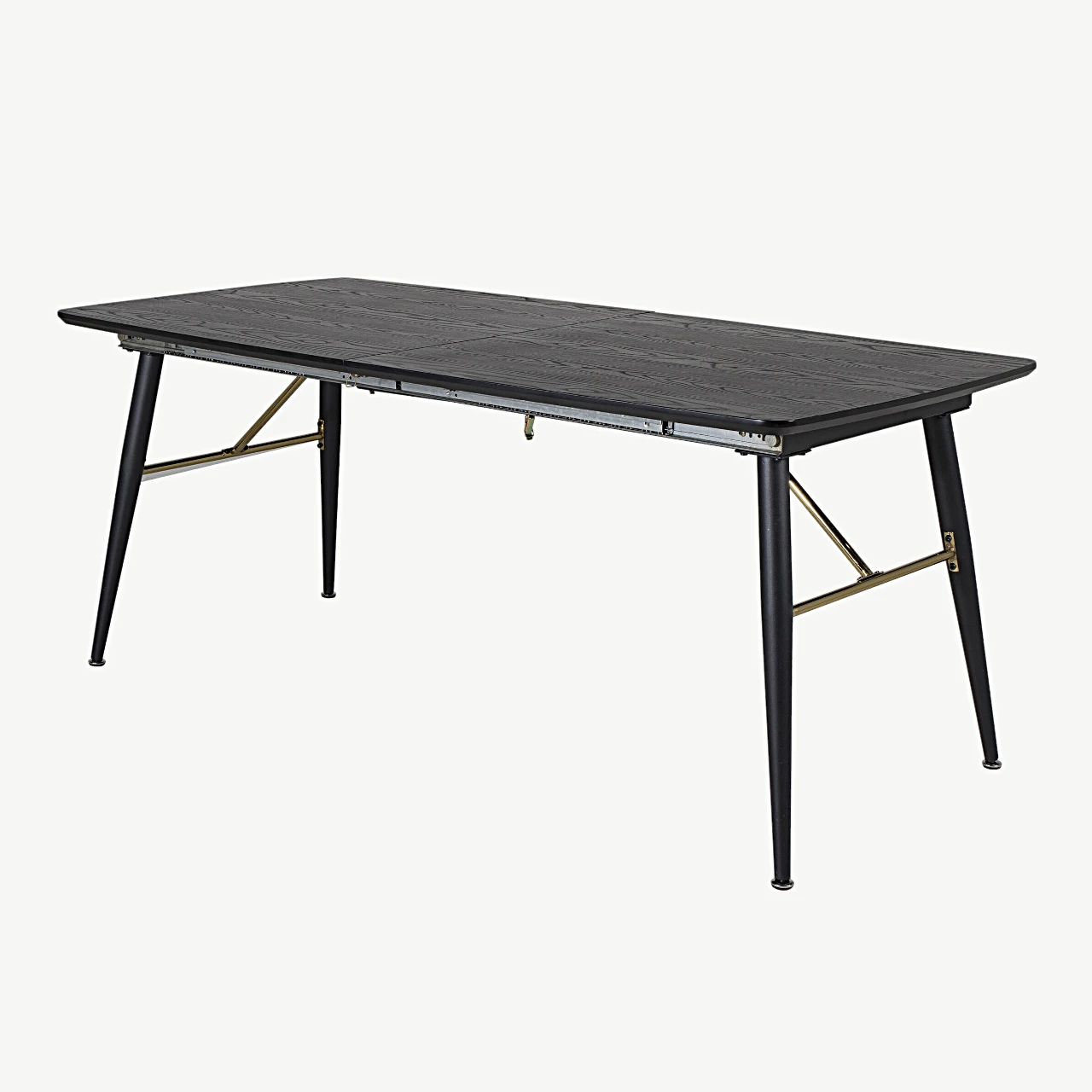 Must laiendatav söögilaud Gold kollektsioonist (MDF, must viimistlus, messingudetailid) - 15023-188