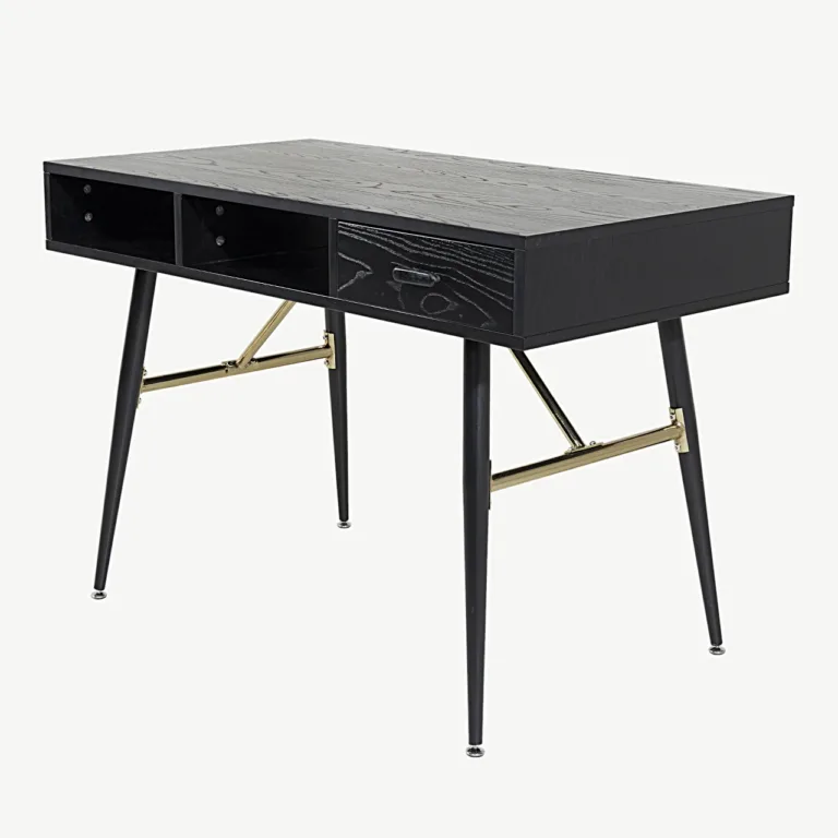 Mustast vineerist kirjutuslaud messingdetailidega Gold - 15024-188