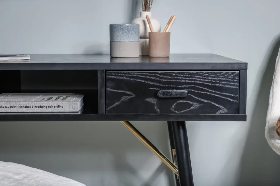 Mustast vineerist kirjutuslaud messingdetailidega Gold, 15024-188 – 7