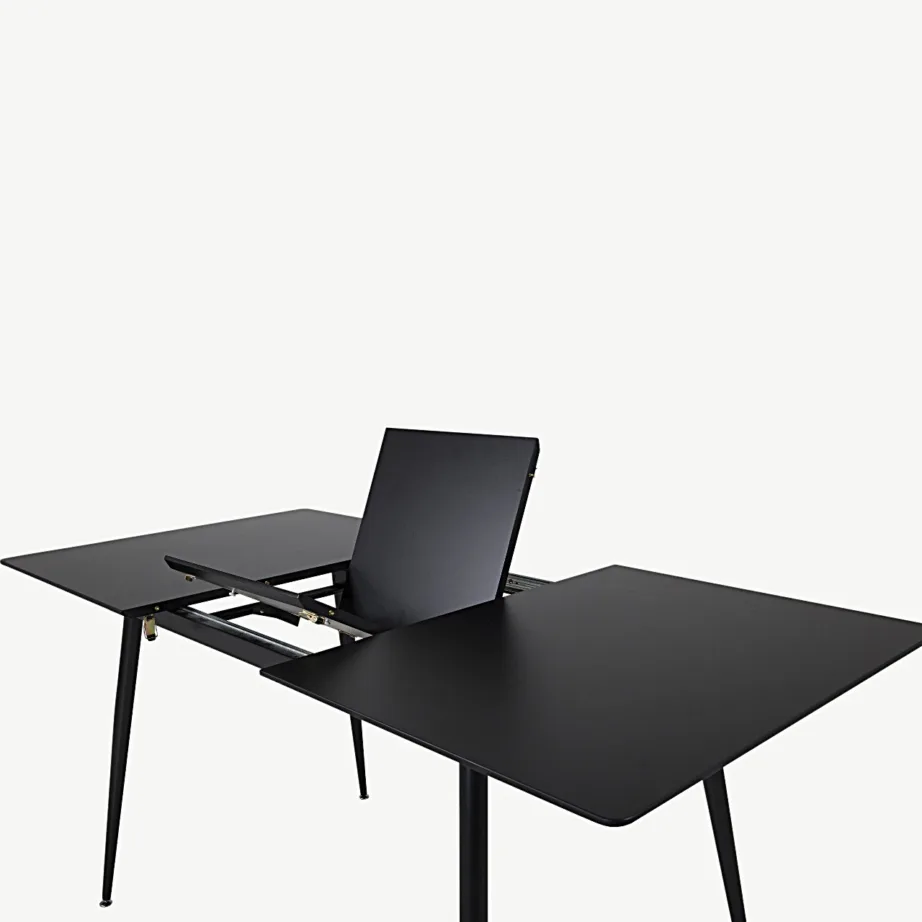 Pikendatav musta viimistlusega Silar söögilaud (MDF, terasjalad), 15028-888 – 5