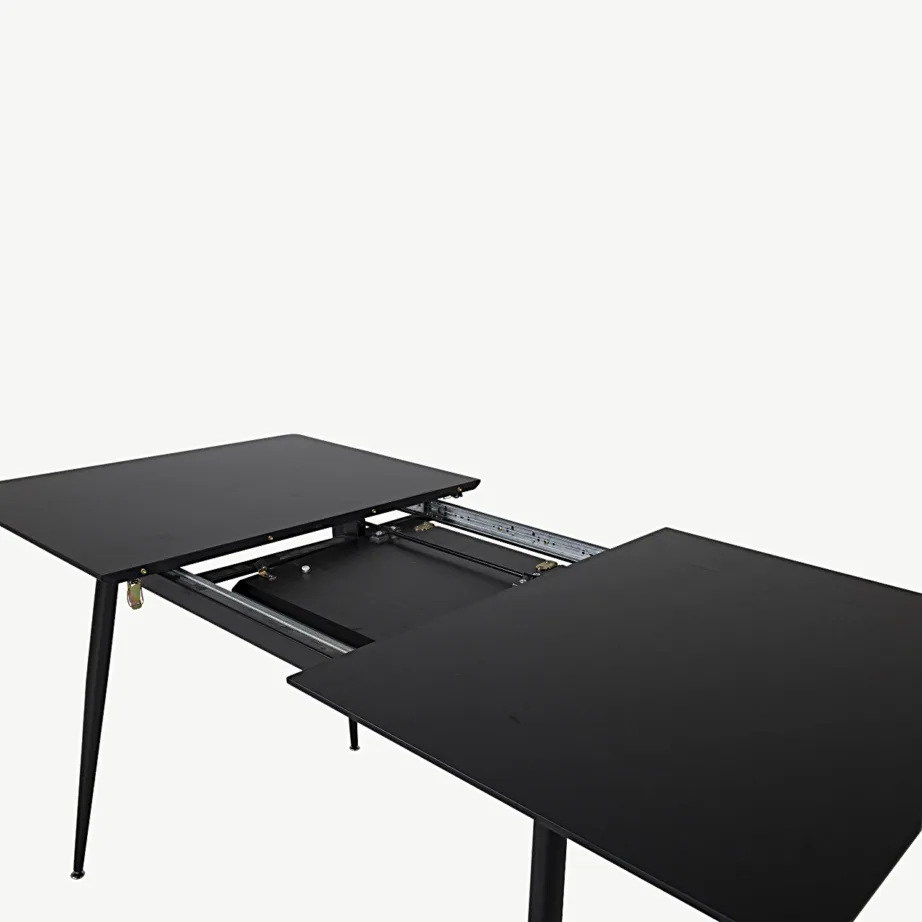 Pikendatav musta viimistlusega Silar söögilaud (MDF, terasjalad), 15028-888 – 6