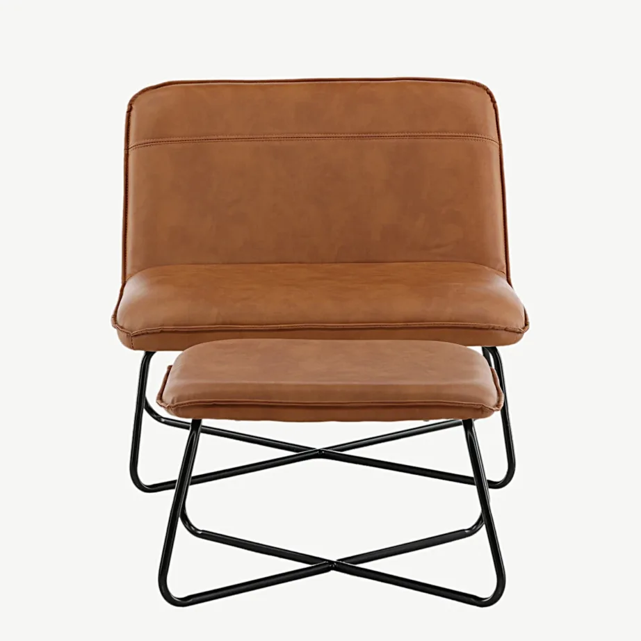 Pruunist kunstnahast tugitool jalatoega X kollektsioonist, mustad metalljalad, 15029-438 – 4