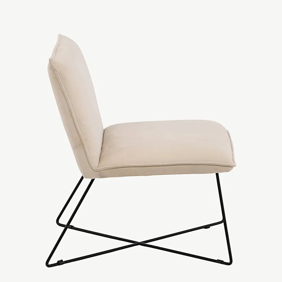 Beežist velvetkangast X-lounge tugitool musta terasraamiga, 15029-440 – 2