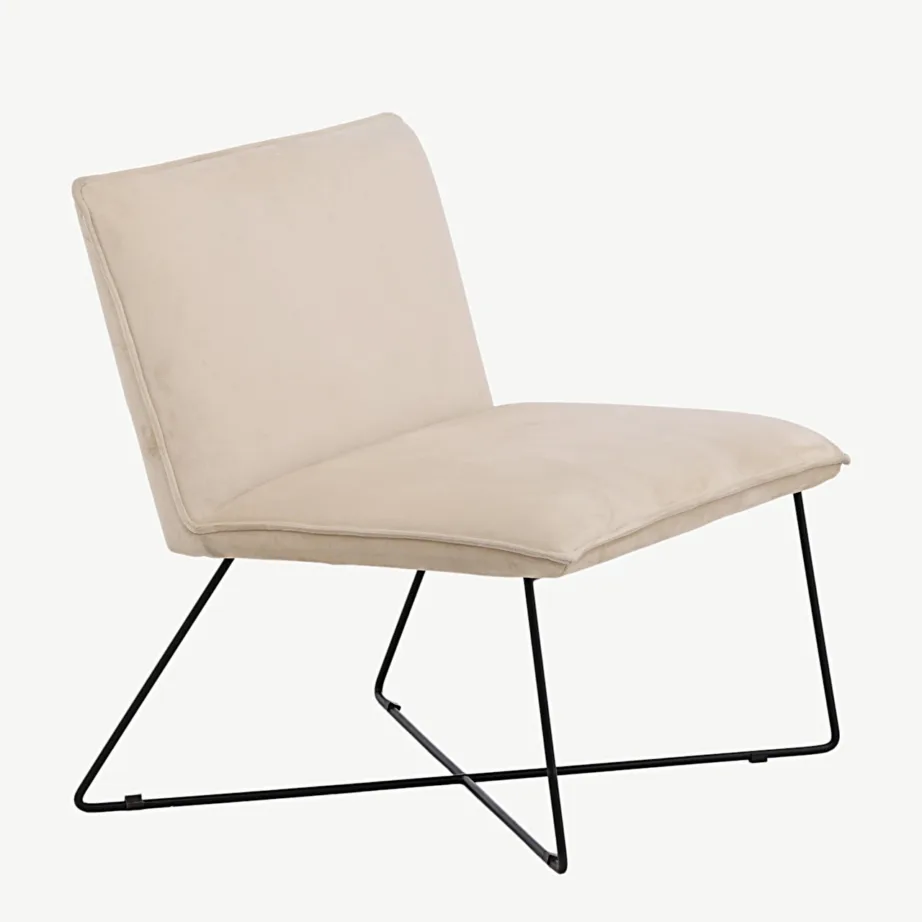 Beežist velvetkangast X-lounge tugitool musta terasraamiga, 15029-440 – 3