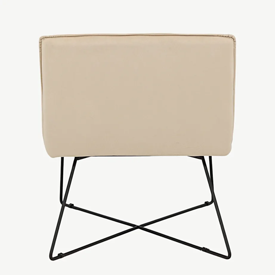 Beežist sametist lounge-tool musta metallraamiga X-lounge, 15029-441 – 2