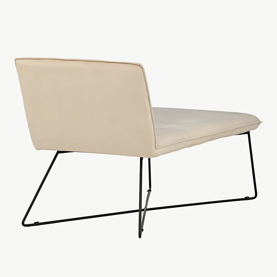 Beežist sametist lounge-tool musta metallraamiga X-lounge, 15029-441 – 3