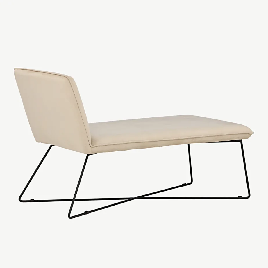 Beežist sametist lounge-tool musta metallraamiga X-lounge, 15029-441 – 4