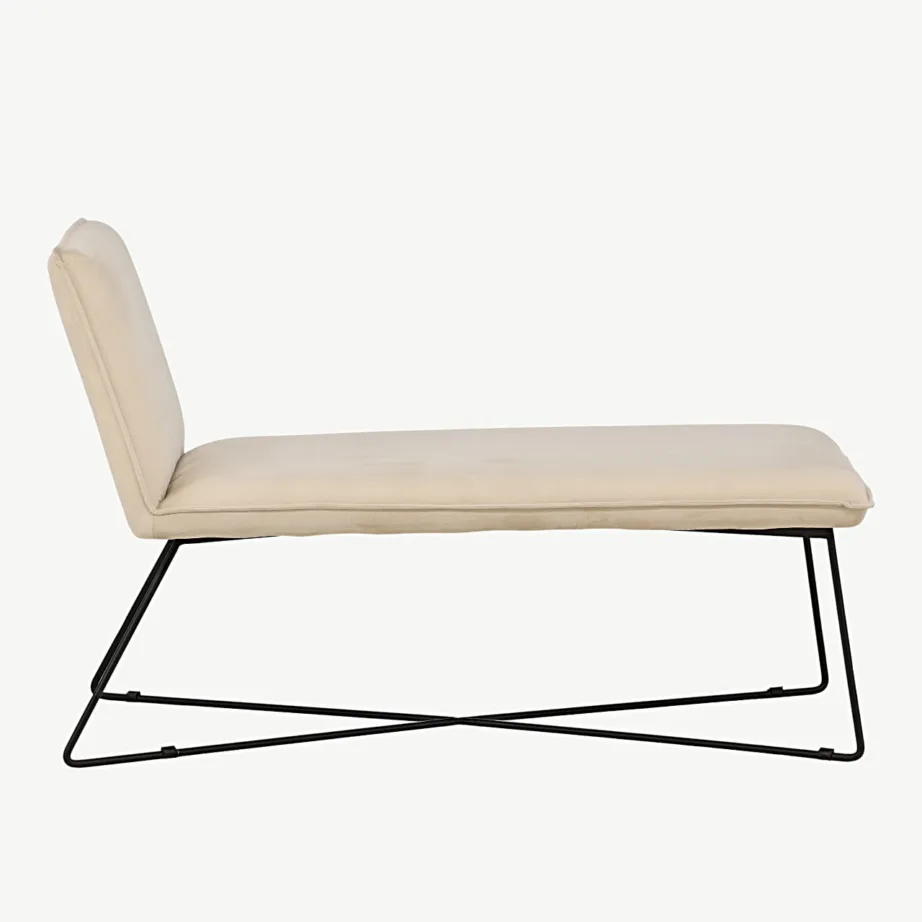 Beežist sametist lounge-tool musta metallraamiga X-lounge, 15029-441 – 5