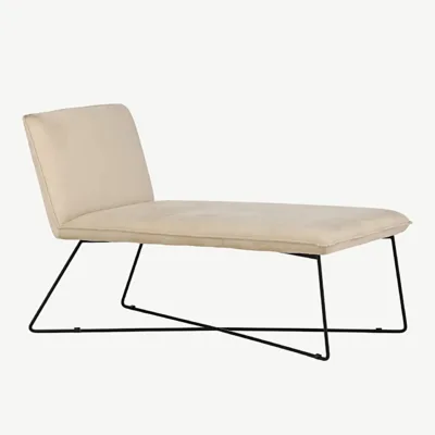 Beežist sametist lounge-tool musta metallraamiga X-lounge - 15029-441