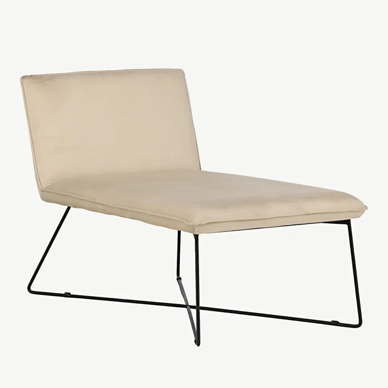 Beežist sametist lounge-tool musta metallraamiga X-lounge - 15029-441