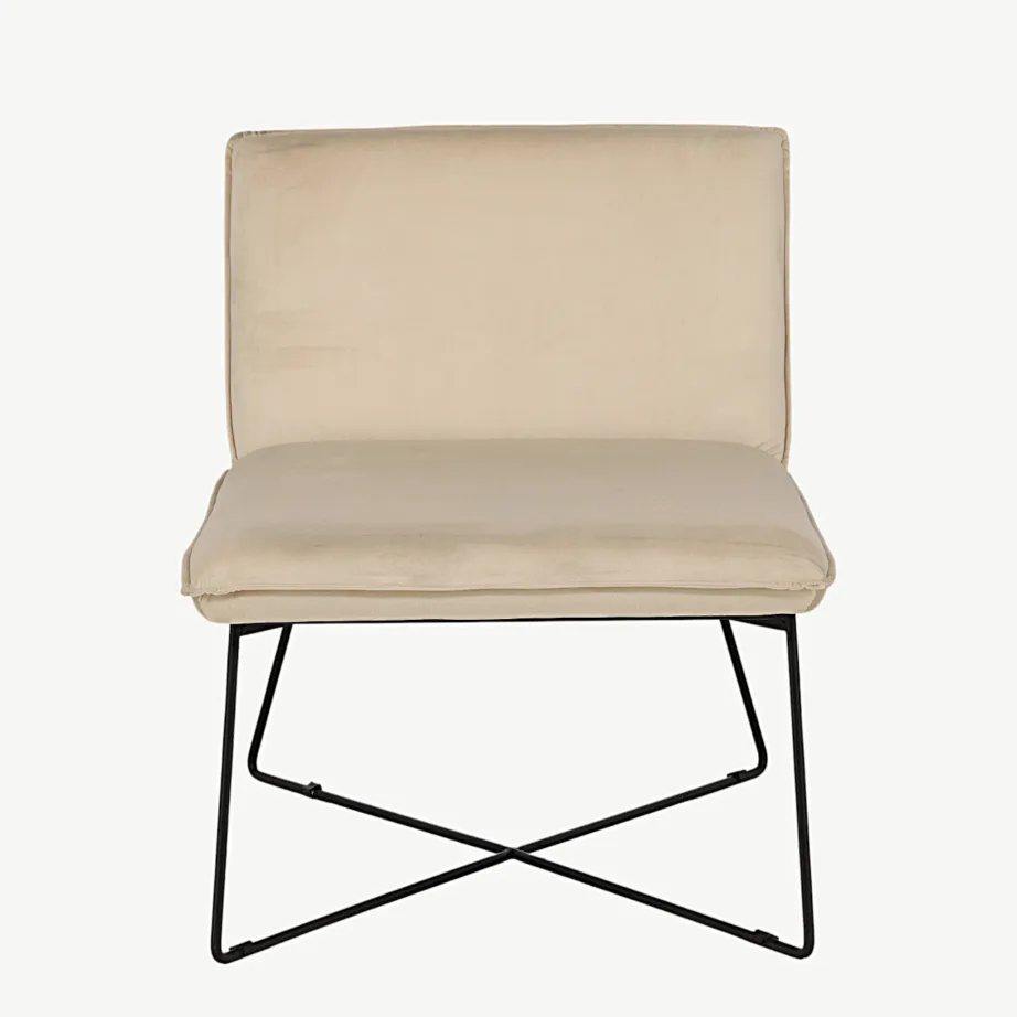 Beežist sametist lounge-tool musta metallraamiga X-lounge, 15029-441 – 7