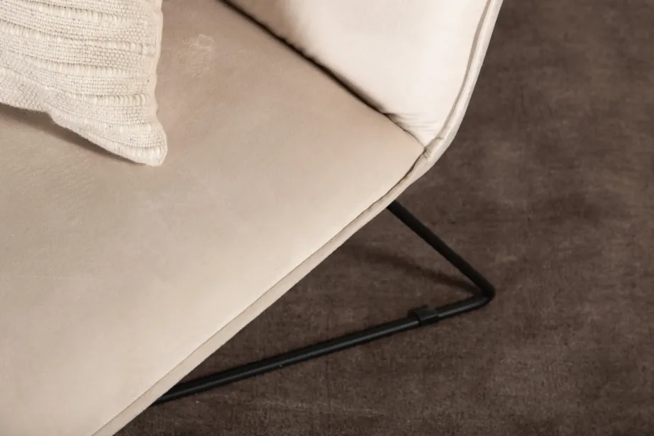 Beežist sametist lounge-tool musta metallraamiga X-lounge, 15029-441 – 12