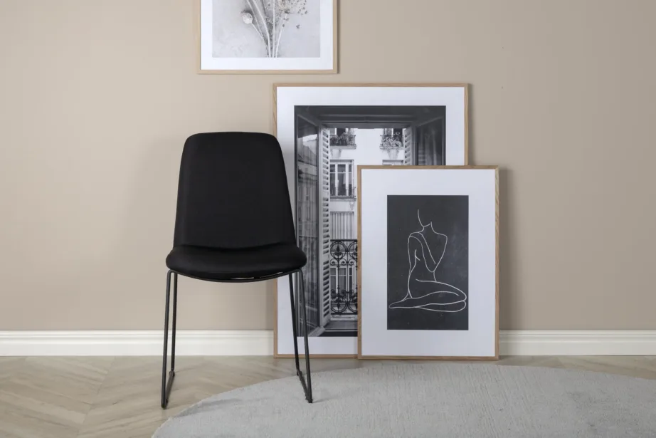 Minimalistlik must söögitool Muce (polüesterkatte ja terasjalgadega), 15030-808 – 8