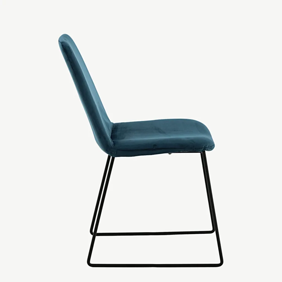 Sinisest sametist söögitool Muce mustade terasjalgadega, 15030-887 – 2