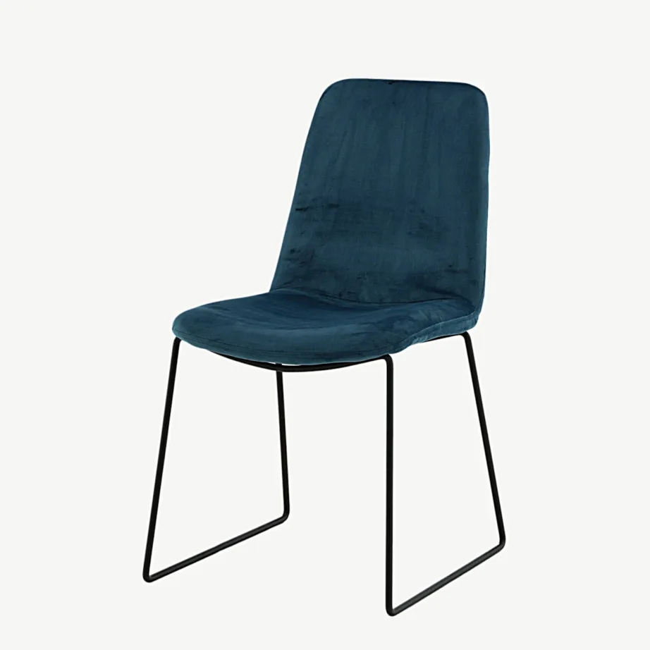 Sinisest sametist söögitool Muce mustade terasjalgadega, 15030-887 – 5