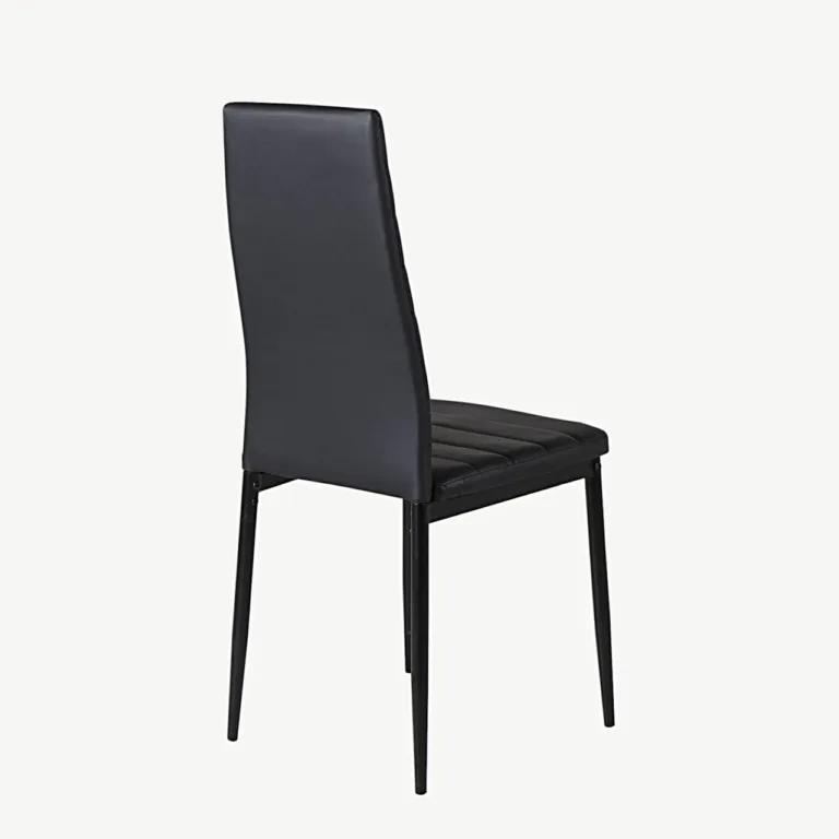 Mustast kunstnahast söögitool Slim, kõrge seljatoega, metalljalgadel - 15031-888