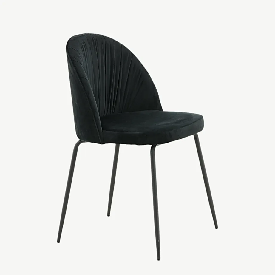 Mustast sametist söögitool Wrinkles, terasjalgadega, 15033-888 – 3