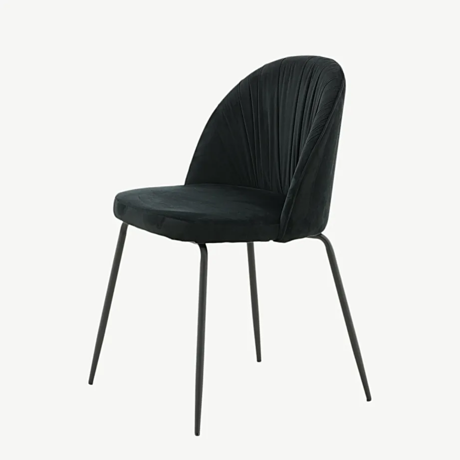 Mustast sametist söögitool Wrinkles, terasjalgadega, 15033-888 – 6