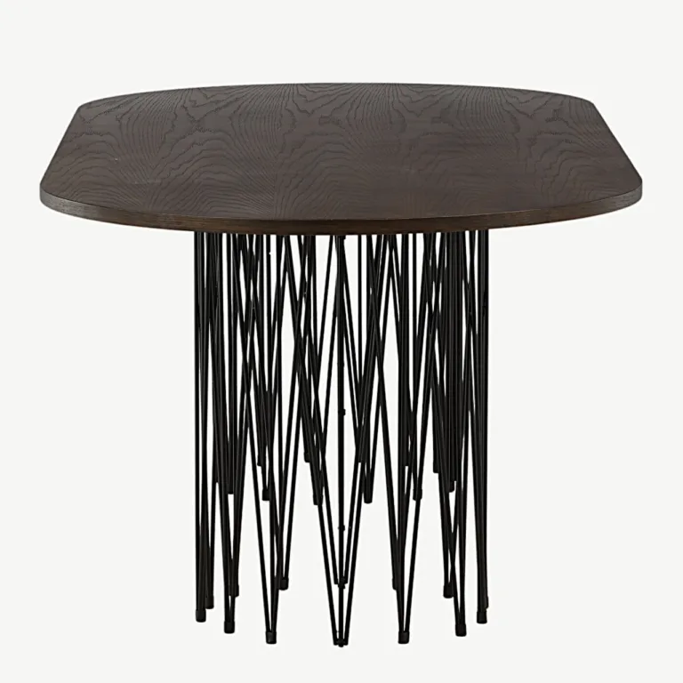 Ovaalne söögilaud Stone mokkaspooniga, mustad terasjalad, 220×100 cm - 15106-588