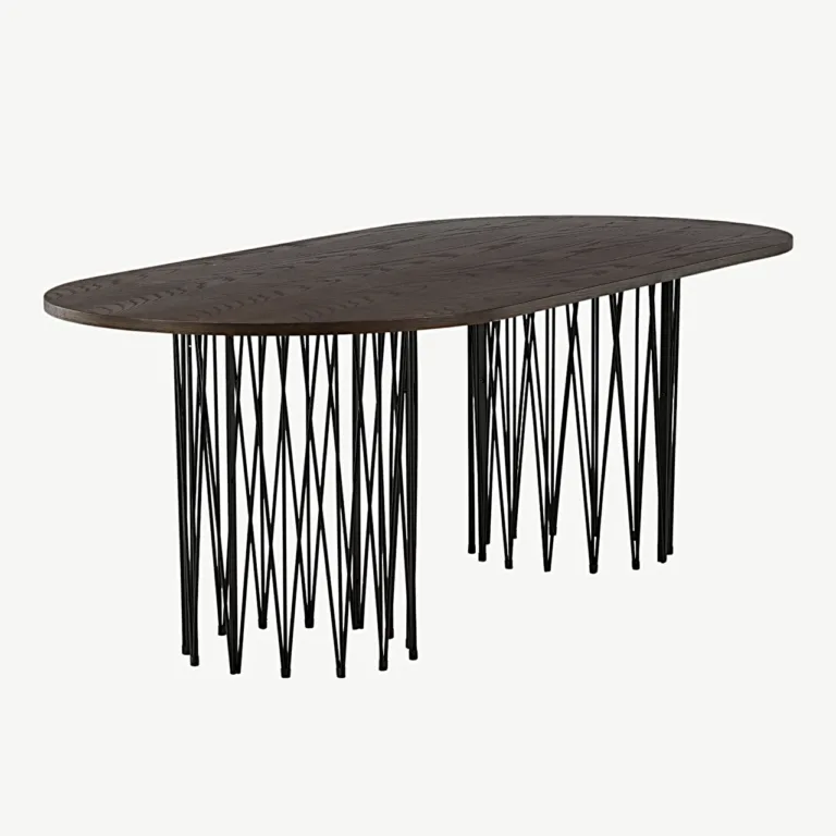 Ovaalne söögilaud Stone mokkaspooniga, mustad terasjalad, 220×100 cm - 15106-588