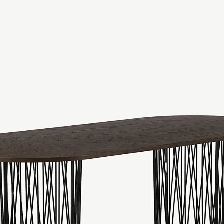 Ovaalne söögilaud Stone mokkaspooniga, mustad terasjalad, 220×100 cm - 15106-588