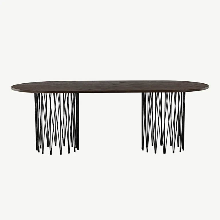 Ovaalne söögilaud Stone mokkaspooniga, mustad terasjalad, 220×100 cm - 15106-588