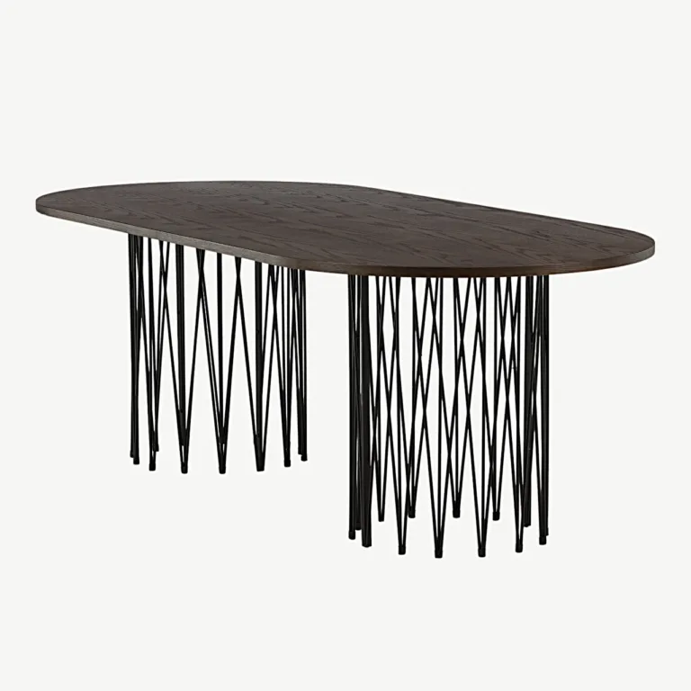 Ovaalne söögilaud Stone mokkaspooniga, mustad terasjalad, 220×100 cm - 15106-588