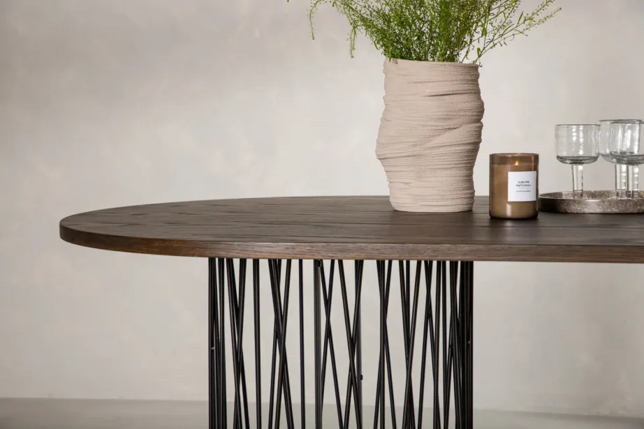 Ovaalne söögilaud Stone mokkaspooniga, mustad terasjalad, 220×100 cm, 15106-588 – 9