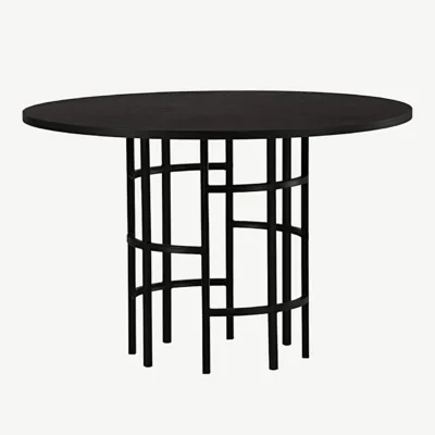Ümmargune söögilaud Copenhagen, must MDF ja must metallist jalg, ø115 cm - 15109-488