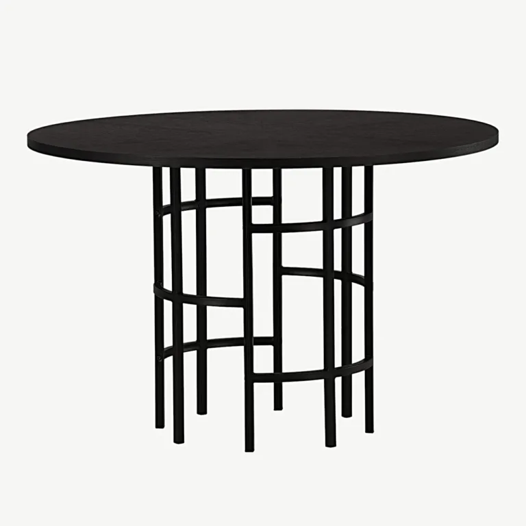 Ümmargune söögilaud Copenhagen, must MDF ja must metallist jalg, ø115 cm - 15109-488